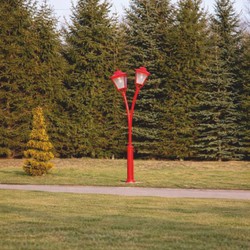 Jugendstil Doppel Gartenlaterne Straßenlaterne Rot