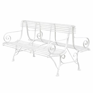 Casa Padrino Art Nouveau Wrought Iron Garden Bench White 150 cm - Double Sided Bench