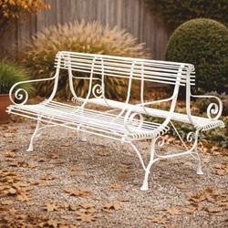 Casa Padrino Art Nouveau Wrought Iron Garden Bench White 150 cm - Double Sided Bench