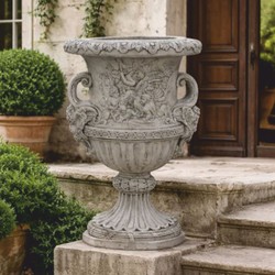 Casa Padrino pot de fleurs baroque de luxe gris antique Ø 85 x H. 140 cm - Fabriqué en Italie