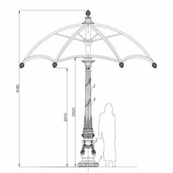 Casa Padrino baroque garden decoration parasol green / beige Ø 350 x H. 418.5 cm