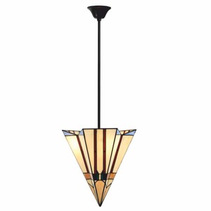 Casa Padrino Art Deco Tiffany Hängeleuchte Bunt / Schwarz H. 93 cm - Tiffany Leuchten