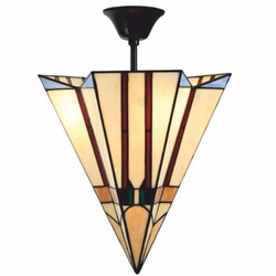 Casa Padrino Art Deco Tiffany Pendant Light Multicolored / Black H. 93 cm - Tiffany Lighting