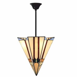 Casa Padrino Art Deco Tiffany Pendant Light Multicolored / Black H. 93 cm - Tiffany Lighting
