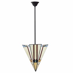 Casa Padrino Art Deco Tiffany Pendant Light Multicolored / Black H. 93 cm - Tiffany Lighting