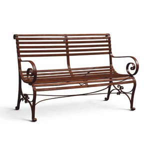 Casa Padrino Art Nouveau Wrought Iron Garden Bench Rust 120 cm - Garden Furniture