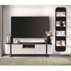 Luxus Wohnzimmer TV Schrank Weiß Dunkelbraun