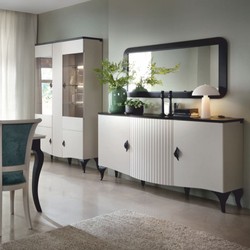 Luxus Art Deco Sideboard Weiß Schwarz