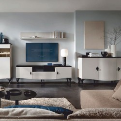 Luxus Art Deco Sideboard Weiß Schwarz