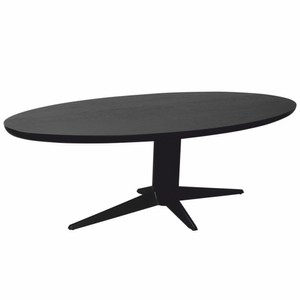 Casa Padrino Mesa de Comedor de Lujo Negro 230 cm - Mesa de Cocina Ovalada - Muebles de Comedor