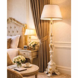 Casa Padrino luxury baroque floor lamp ivory / gold H. 183 cm - Made in Italy