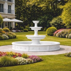 Casa Padrino fontaine de décoration de jardin baroque blanc Ø 255 x H. 171 cm