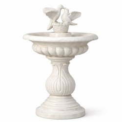 Casa Padrino baño de pájaros barroco blanco Ø 79 x Al. 120 cm - Accesorios de jardín
