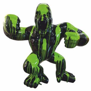 Casa Padrino XXL decorative sculpture gorilla monkey black / green H. 200 cm - Garden figure