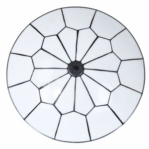 Casa Padrino Art Deco Tiffany Tischleuchte Weiß / Schwarz / Silber H. 48 cm - Tiffany Leuchten