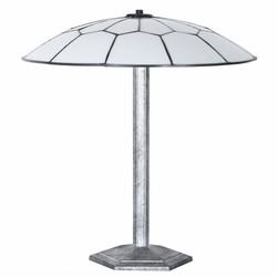Casa Padrino Lámpara de Mesa Art Déco Tiffany Blanco / Negro / Plata Al. 48 cm - Iluminación Tiffany