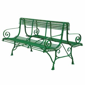 Casa Padrino panca da giardino in ferro battuto Art Nouveau verde vintage 150 cm - Panca bifacciale