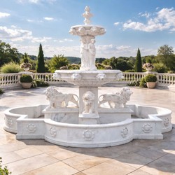 Casa Padrino fontana barocco di lusso in marmo bianco Ø 320 x A. 410 cm