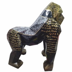 Casa Padrino sculpture décorative de jardin XXL gorille singe noir / or H. 128 cm