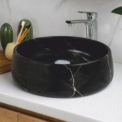 Casa Padrino lavabo di lusso in marmo nero Ø 42 cm - Accessori da bagno in marmo