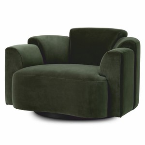 Casa Padrino Luxury Velvet Swivel Armchair Green / Black - Living Room & Hotel Furniture
