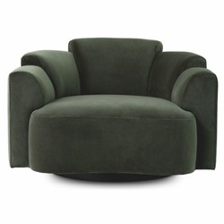 Casa Padrino Luxury Velvet Swivel Armchair Green / Black - Living Room & Hotel Furniture