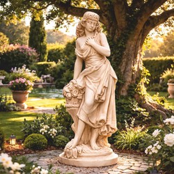 Casa Padrino Art Nouveau Garden Sculpture Lady Beige H. 132 cm - Garden Decor Accessories