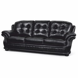Casa Padrino luxury Chesterfield Leather 3 Seater Sofa Black 193 cm - Genuine Leather Furniture