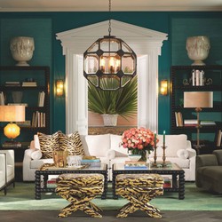 Casa Padrino Luxury Stool with Tiger Design Beige / Brown - Luxury Living Room Furniture