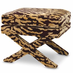 Casa Padrino Luxury Stool with Tiger Design Beige / Brown - Luxury Living Room Furniture