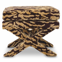 Casa Padrino Luxury Stool with Tiger Design Beige / Brown - Luxury Living Room Furniture