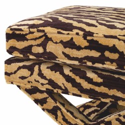 Casa Padrino Luxury Stool with Tiger Design Beige / Brown - Luxury Living Room Furniture