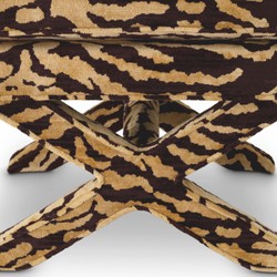 Casa Padrino Luxury Stool with Tiger Design Beige / Brown - Luxury Living Room Furniture