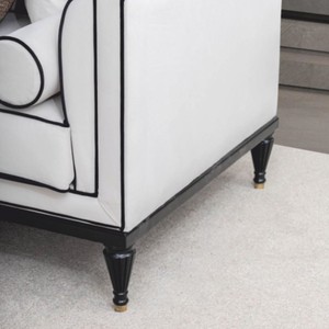 Casa Padrino Luxus Neoklassik Sofa Weiß / Schwarz / Messing 220 cm - Hotel Möbel
