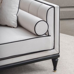 Casa Padrino canapé néoclassique de luxe blanc / noir / laiton 220 cm - Meubles d'hôtel