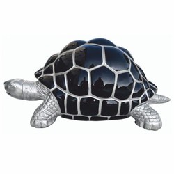 Casa Padrino Decorative Turtle Sculpture Silver / Black 110 cm - Garden Decor