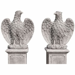 Casa Padrino set di scultura decorative da giardino barocco aquila grigio A. 76 cm - Fatto in Italia