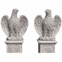 Casa Padrino Baroque Garden Decoration Eagle Sculpture Set Gray H. 76 cm - Made in Italy