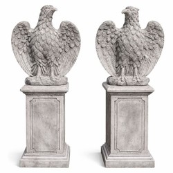 Casa Padrino Baroque Garden Decoration Eagle Sculpture Set Gray H. 76 cm - Made in Italy