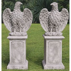 Casa Padrino Baroque Garden Decoration Eagle Sculpture Set Gray H. 76 cm - Made in Italy