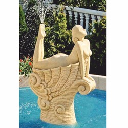Casa Padrino Art Nouveau Gargoyle Sculpture Woman on a Shell Sand H. 192 cm