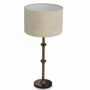 Casa Padrino Luxus Tischleuchte Vintage Messing / Schwarz / Beige H. 85 cm