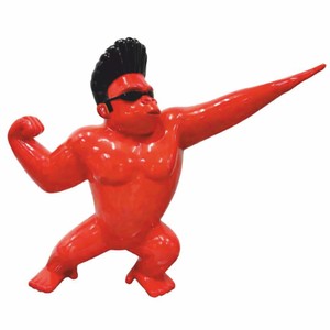 Casa Padrino Decorative Gorilla Ape Sculpture Red / Black 139 x H. 120 cm - Garden Figure