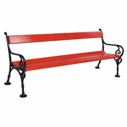 Casa Padrino Art Nouveau Garden Bench Red / Black 190 cm - Nostalgic Park Bench