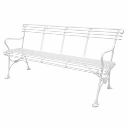 Casa Padrino Art Nouveau Wrought Iron Garden Bench White 140 cm - Garden Furniture