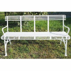 Casa Padrino Art Nouveau Wrought Iron Garden Bench White 140 cm - Garden Furniture