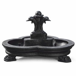 Casa Padrino fontaine baroque dauphins noir Ø 185 x H. 130 cm - Magnifique fontaine de jardin