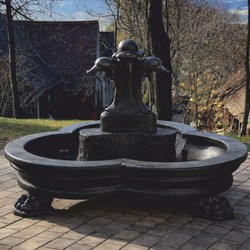 Casa Padrino fontaine baroque dauphins noir Ø 185 x H. 130 cm - Magnifique fontaine de jardin