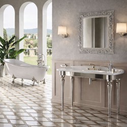 Casa Padrino Bañera Art Nouveau de Lujo Blanco / Plata Al. 170 cm - Hecho en Italia
