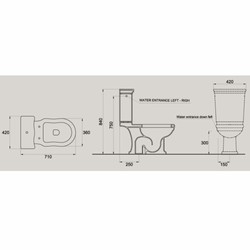 Luxus Jugendstil Keramik WC Weiß Silber